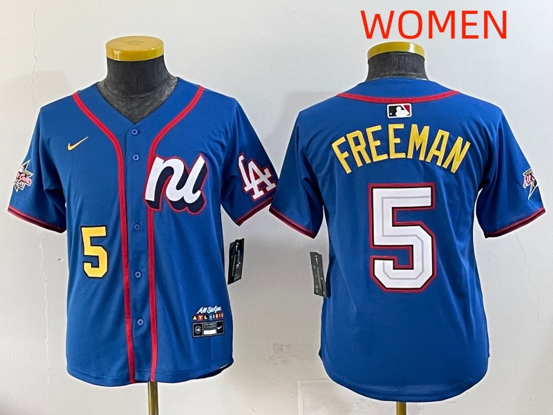 women 2025 Los Angeles Dodgers #5 Freeman Blue Nike 2025 MLB All Star Jersey style 006->women mlb jersey->Women Jersey